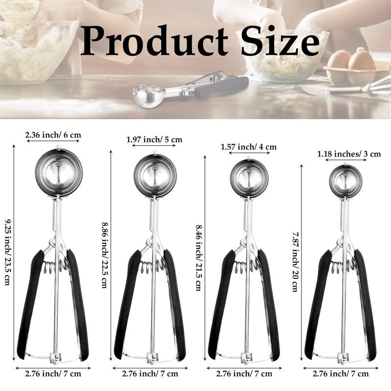 4 Pcs Cookie Scoop Set Include 1 Tbsp 2 Tbsp