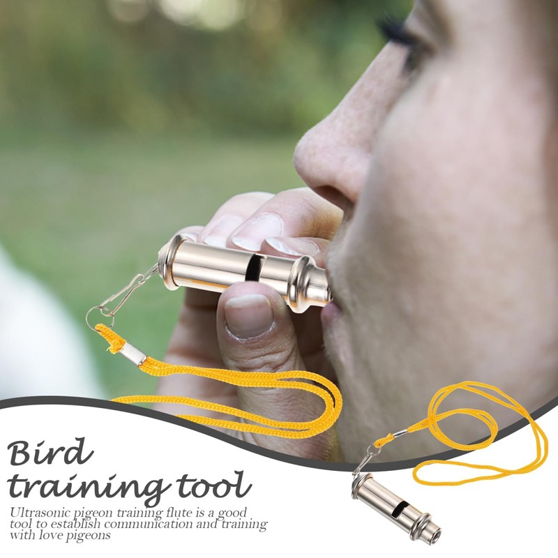 POPETPOP Metal Bird Training Whistle: Pigeon Whistle with Lanyard -