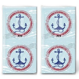20 Individual Tissues Summer Anchor Postcard 2 Packs of 10 Individual Paper Handkerchiefs Printed as Gift