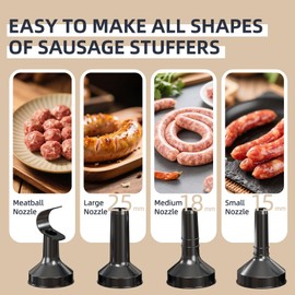 Electric Sausage Stuffer Machine, Automatic Meat Stuffer with 3 Stuffing Tubes and 1 Meatball Tube, Homemade Sausage Meat Processor Gun for Hot Dog Beef Chicken Embutidora de Chorizos
