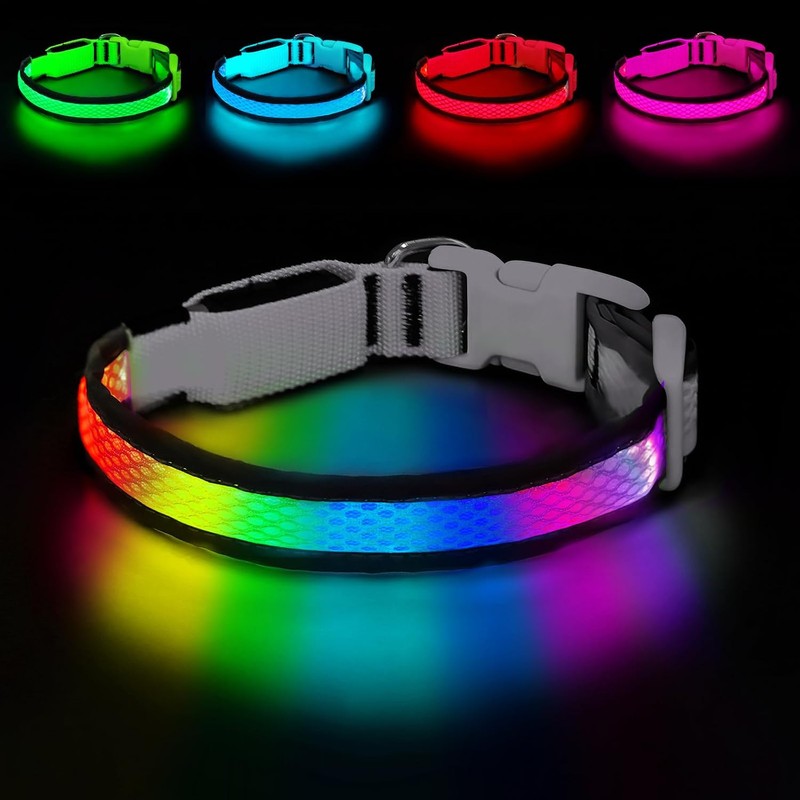 Collar reflectante para perro y gato, ajustable de neopreno suave