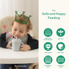 Remonda BPA-Free Silicone Baby Feeding Set | Extra Large Suction Plates, Toddler Bowls, Self Feeding Spoons, and More | Dishwasher Safe| Baby Led Weaning Supplies (Forest Green)