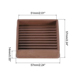 sourcing map Furniture Pads, 4Pcs 2'' x 2'' - Square Rubber Chair Leg Floor Protectors, Non-slip Caster Cup with Anti-slip Strips for Hardwood Floors (Brown)