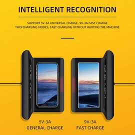 Clock Wireless Charger, MultiFunctional Digital Alarm Clock with Qi Wireless Charging Electronic Calendar Phone Wireless Automatic Matching Charger(black)