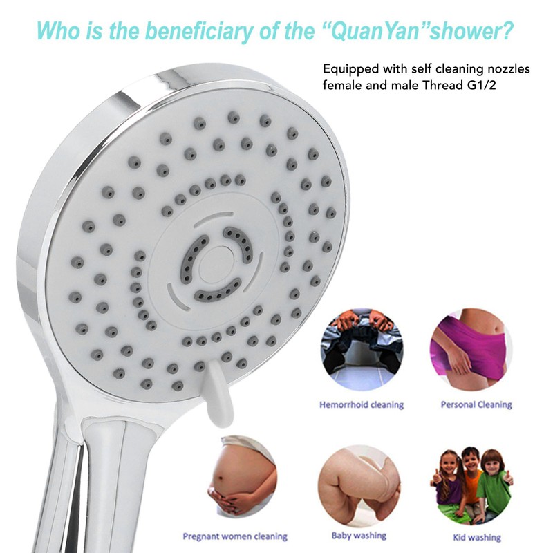 Handheld Shower Head Female Male Thread G1/2 Supercharged Punching Free
