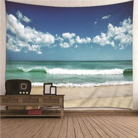 Aimsie Tapestry, Sea Beach Wall Cloth Decoration Polyester Wall Decoration Party Wall Towel for the Wall Blue 260 x 240 cm