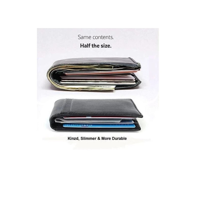 Kinzd Mens Slim Leather Front Pocket Wallet RFID Money Clip