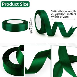 Gift Ribbon Satin Ribbon 22 m, 20 mm Wide Gift Ribbon, Green Ribbon for Wedding, Crafts and Gift Wrapping, Wedding Decoration (Green)