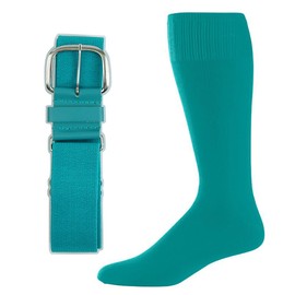 SteelLocker Baseball/Softball Belt & Sock Combo (Medium (Men 6-9, Ladies 7-10), Teal)