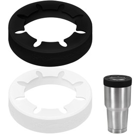 XccMe Silicone Ring for 30 oz stainless Steel Tumbler,Reusable Silicone Lid for Stainless Steel Iced Coffee Tumbler,for 30oz YETI,RTIC,BJPKPK,for Cup Mouth Diameter 3.9-4 inch (Black+White, 2 Pack)