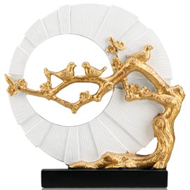 DOVDOV White and Gold Home Decor, Bird Statue, Gold Modern Home Decor for Home Living Room, Coffee Table, TV Cabinet, entryway into, Shelves Decorated with Gold Figurines