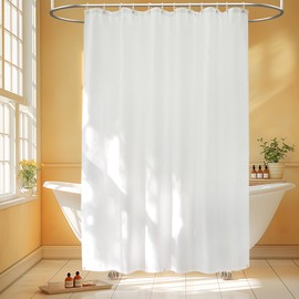 Seenus 72 x 84 inch Extra Long Waterproof Fabric Shower Curtain Liner with 3 Extra-Large Magnets, Washable Cloth Shower Liner Solid White, Hotel Quality Bathroom Long Shower Curtain Lightweight