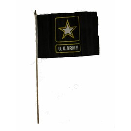 12x18 12"x18" U.S. Army Star Black Stick Flag wood staff (Premium Sewn Edges)