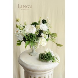 Ling's Moment Ling's Moment Artificial Flowers, 25Pcs 3" Roses in Emerald Green Shades, Realistic DIY Foam Floral Fill for Wedding Bouquets/Centerpieces, Outdoor Party Backdrops, Room/Table, Garden/Pot Decorations