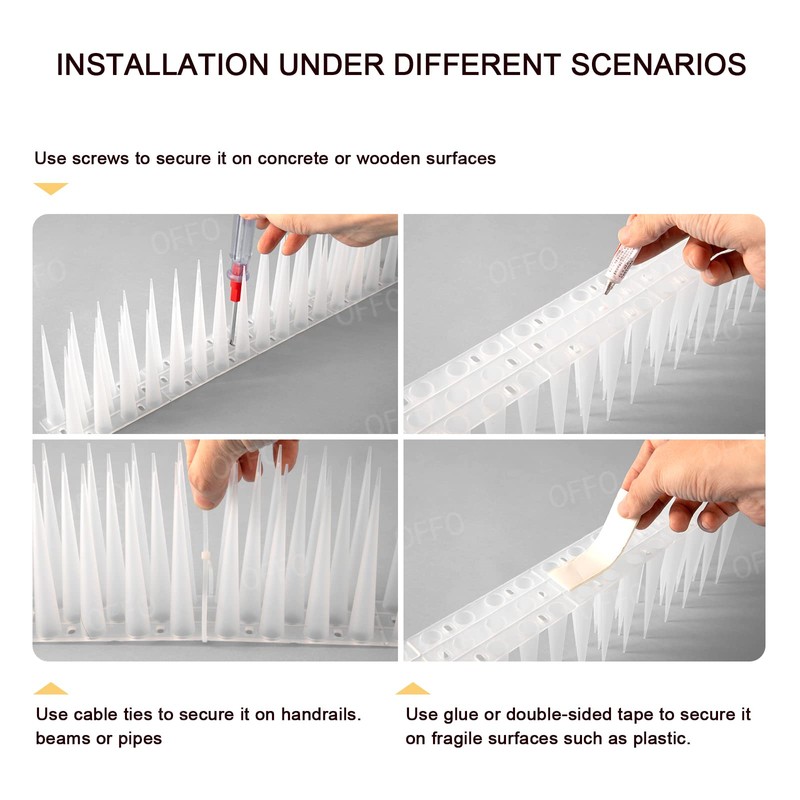 OFFO Bird Spikes Pigeon Outdoor Spikes for Cat Keep Birds