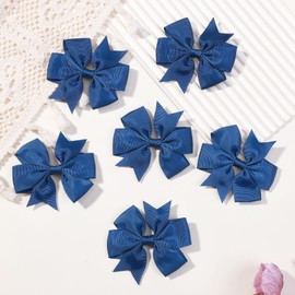 Choicbaby 3 Inches Hair Bows for Girls Navy Blue Grosgrain Ribbon Pinwheel Hair Bows Clips Toddler Bows Hair Clips for Birthday Baby Shower Gifts 6 Pack Photo Props
