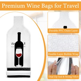Sibba Wine Bags for Travel, 8 Packs Wine Bottle Protector Bags Reusable Wine Sleeves for Suitcase Luggage, Leak Proof Wine Bottle Cushioning Wrap Suit Packaging for Airplane Car Cruise Protection