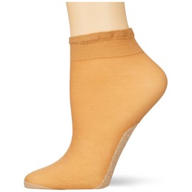 Nur Die Women's Cotton Sole 20 Denier Transparent Fine Socks Breathable Sole Comfort Band, amber
