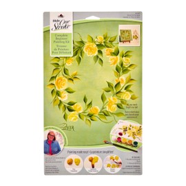 FolkArt, Teacup Roses One Stroke, Beginner Kit, Includes 5 Paint Pots, 12 Flat Brush, and a Reusable Teaching Guide