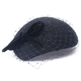 Lawliet Teardrop Luxe Black Velvet Women Wool Felt Fascinator Knot Tam Casque Hat T497