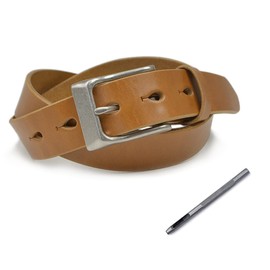 Nippon De BLLB0751 Handmade Belt, Tochigi Leather, Made in Japan, Aging, Casual, 1.4 inches (35 mm) Wide, Belt Specialty Shop Belt Lab,, Brown (Punch Set)