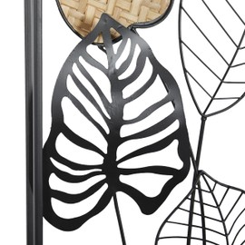Deco 79 Metal Leaf Home Wall Decor Tall Cut-Out Wall Sculpture with Intricate Laser Cut Designs, Set of 2 Wall Art 12"W, 30"H, Black