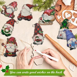 24pcs Christmas Gnome Wooden Hanging Ornaments Gnome Santa Wood Hanging Decor for Christmas Tree Decoration