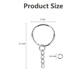 Keychain Ring Set - 40pcs Metal Split Key Rings with Chain and Open Jump Rings,1"/25mm Diameter Split Key Chain Rings, Keyring Chains, Keyring Rings for DIY craft Art jewellery Making Attachment