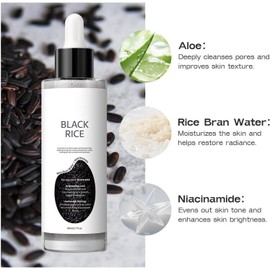 Ampolla De Arroz Luminoso Exfoliante De Arroz Blanco+Arroz Negro Exfoliante Suave Para Rostro Y Cuerpo Peeling Suave Eliminador De Células Muertas Y Puntos Negros Para Todo Tipo De Pieles 80 Ml