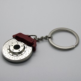 LED-Mafia Luxury Metal Key Fob - Shock Absorber Rim Spark Plug Horn Piston Wheel Brass Brushed Chrome Leather Strap Leather Turbocharger Metal Car Boost Pendant Key Ring Case Key, brake disc, Unit