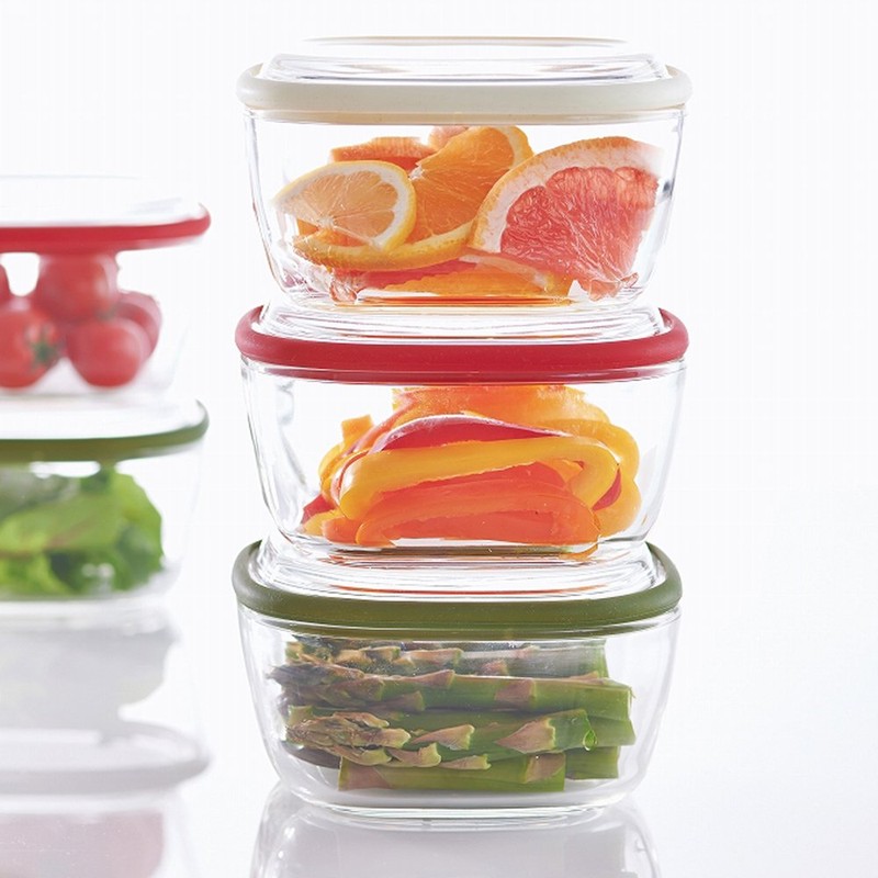 Hario Square Container-Clear-600ml, Medium, Red