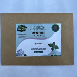 Menthol-Crystals-4-Oz Mentha-Arvensis-Mint Pure-Organic-100%-Natural-by-Bless-International Cosmetics-Salves-Balms-Creams-and-Soap-Making-DIY Resealable-Standup-Bag-for-Long-Lasting-Freshness