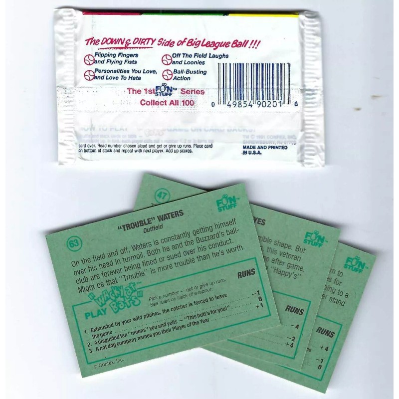 1991 Fun Stuff Wacky At Bats Baseball Cards 1 Sealed