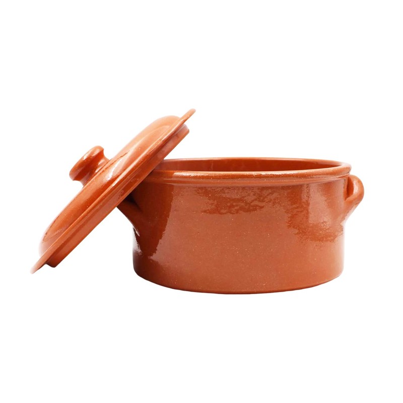 Handmade Traditional Portuguese Pottery Clay Terracotta Cazuela Cooking Pot With