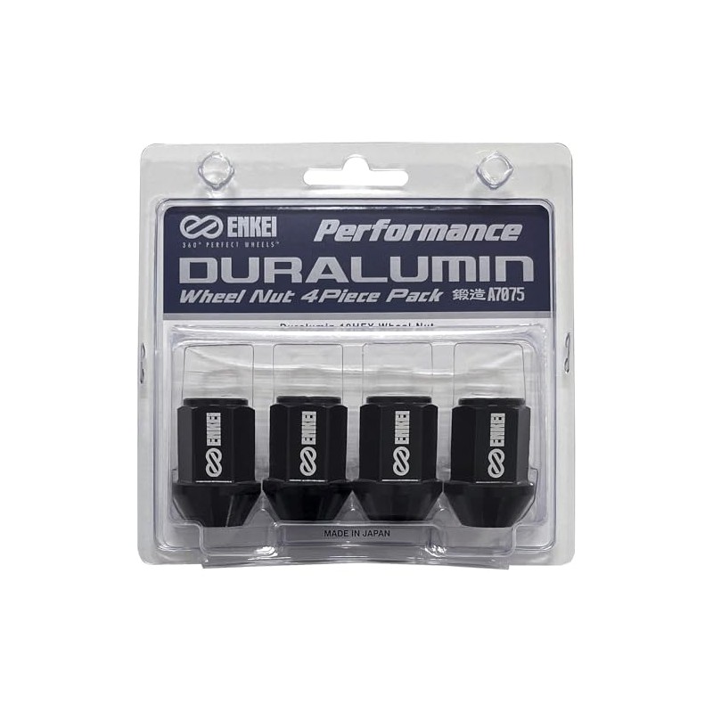 ENKEI EKN1BK-4P Duralumin Wheel Nut, 19HEX M12 x 1.5, Black,