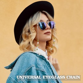 Crimmy Glasses Eyeglass Chain Strap Holders around Neck for Women, Stylish Eye Glasses Sunglasses Mask Necklace Lanyard … (green howlite)