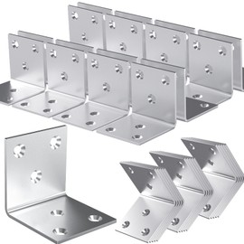 40Pcs Stainless Steel Angle Bracket, 1.6"x1.6"x1.6" Heavy Duty L Brackets for Wood, 40MM 1.6In Wide Corner Brackets Metal Corner Brace 90Degree L Shape Bracket for Wooden Frame Bed Furniture Bookshelf