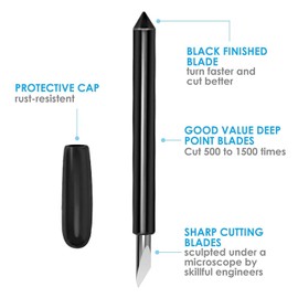 CAREOR 5Pcs Premium Fine Point Cut Blade Deep Cut Blade and Housing Replacement Cutting Blade Compatible with Cricut Maker 3/Maker/Explore 3/Explore Air 2/Air/One/Venture (Black)