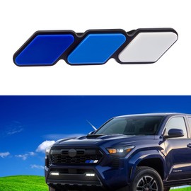 JINZHAO Tri-Color Front Grille Badge Emblem, Universal Compatible with Toyota Tacoma Tundra 4Runner Rav4 Highlander & Other Mesh or Slotted Grille (White, Blue, Dark Blue)