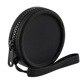 WHHJM Small Silicone Makeup Bag for Women Round Purse Essentials Portable Cosmetic Accessories Organizer Small Travel Kit Storage Pouch (Black)