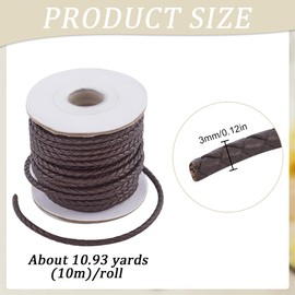 SUNNYCLUE 11 Yards/ 10m 3mm Black Braided Cord Round Rope String Bulk Cowhide Antique Genuine Strap Lace Braiding Folded Bolo Tie Leather Cords for jewellery Making Bracelet Necklace Lanyards DIY Craf