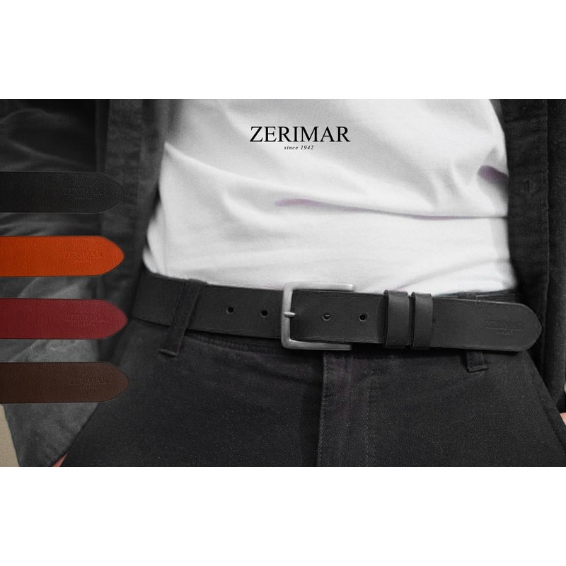 Zerimar Men's Belt Suit Belt Natural Leather Belt 37 mm