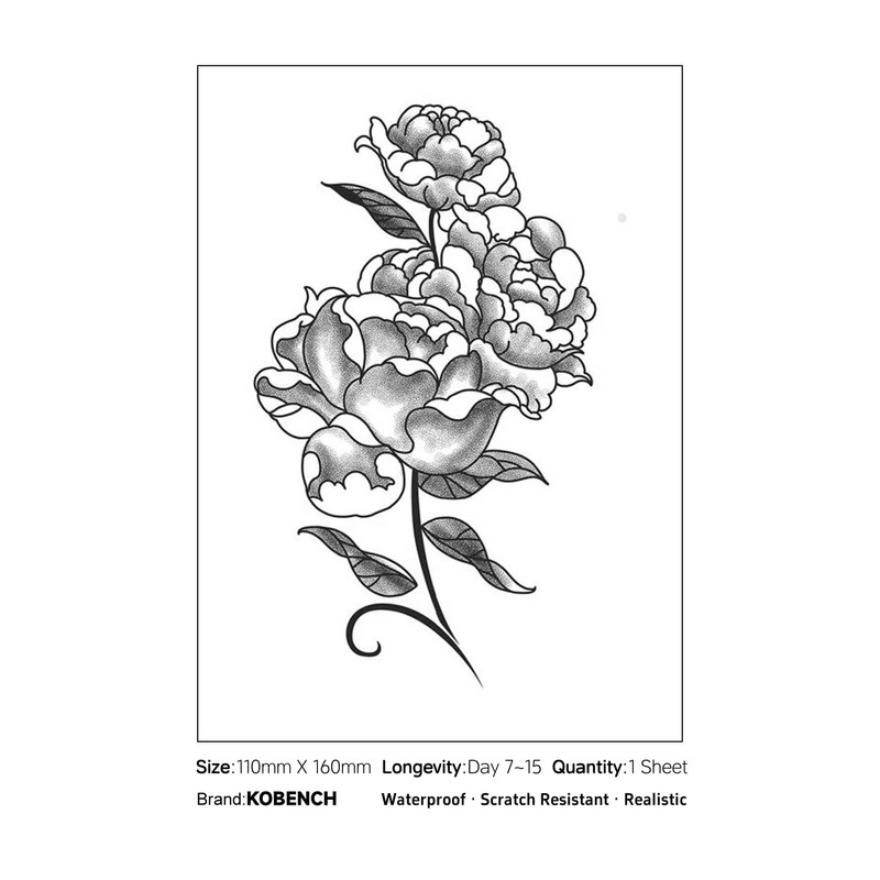 kobench Semi Permanent Tattoos,Three Flowers On A Plant - K101
