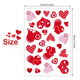 TUPARKA 4 Sheets 100Pcs Hearts-Shape Valentine's Day Window Clings for Valentine's Decoration Wedding Party Birthday Party Supplies