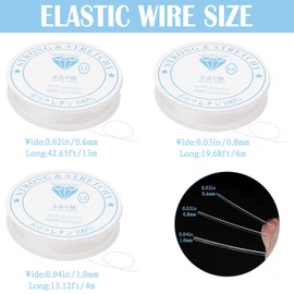 AMSGANK Elastic Jewellery Thread, 9 Spool Elastic Band for Bracelets 0.6 mm 0.8 mm 1.0 mm Transparent Beads Thread Invisible Elastic Jewellery Thread for Beads Jewellery Bracelets DIY Crafts