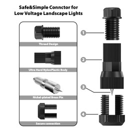 ZestPatio Low Voltage Landscape Lighting Wire Connectors Outdoor, Waterproof Wire Connectors for Outdoor Lighting, AWG 14/16/18/20/22 Gauge Wire, Electrical Fastener, Black, Pack of 20