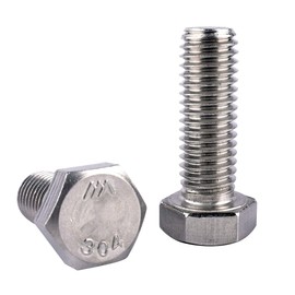 KOSJETHAS 1/2-13 x 1-1/4" Hex Head Screw Bolt, Fully Threaded, 304 Stainless Steel 18-8, External Hex Drive, Coarse Thread UNC, Pack of 4