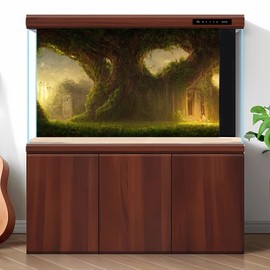 Castle Aquarium Background Abandoned Palace Castle Overgrown with Vegetation Ivy and Vines Terrarium Background Empty Atrium Halls Captured by Nature and Vegetation Fish Tank Background 36x20in