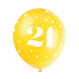 Assorted Color Number 21 Latex Balloons (30cm) Pack of 5 - Perfect for Birthdays & Special Occasions