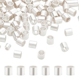 BENECREAT Pack of 100 925 Crimping Beads Made of Sterling Silver, 2 x 2 mm Large Tube Spacer Beads for Jewellery Making, Bore Size: 1.4 mm